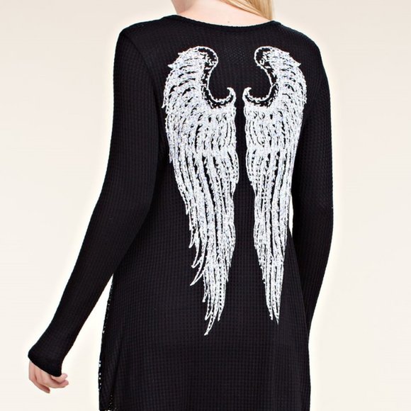 NWT Vocal biker harley angel wings bling SM-3X black rhinestones rocker thermal - Picture 2 of 5